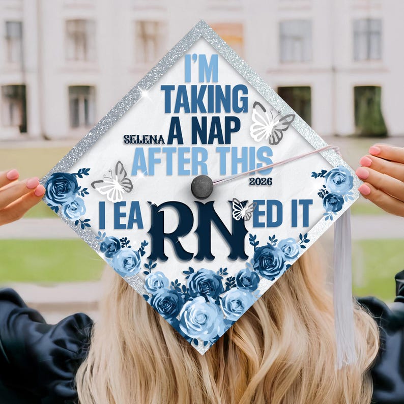 Elegant nursing-themed grad cap decorations, serving as a beautiful and inspiring graduation cap decoration.
