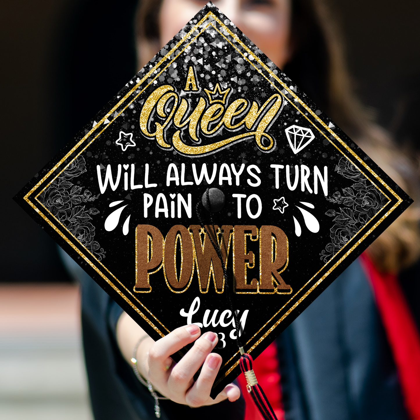 A Queen Will Always Pain To Power Graduation Cap Topper