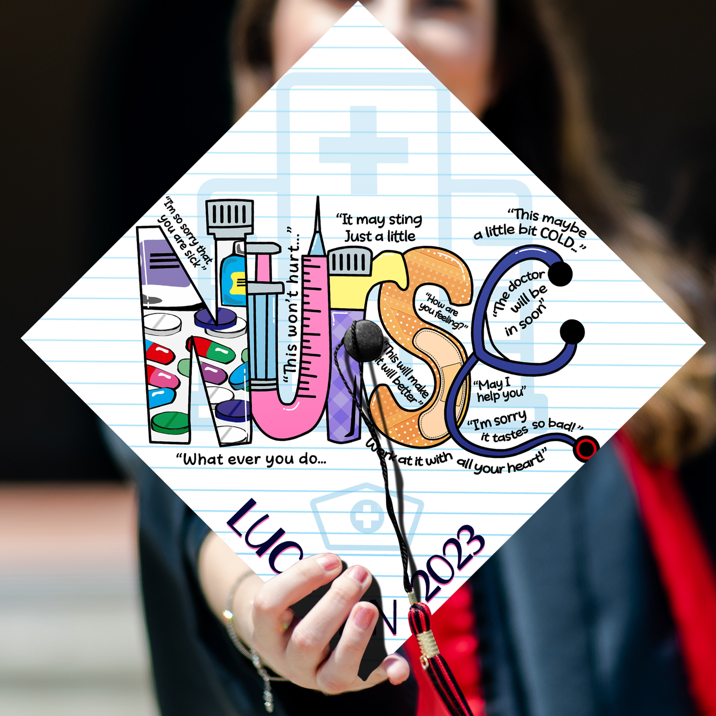 Nurse Symbols Graduation Cap Topper