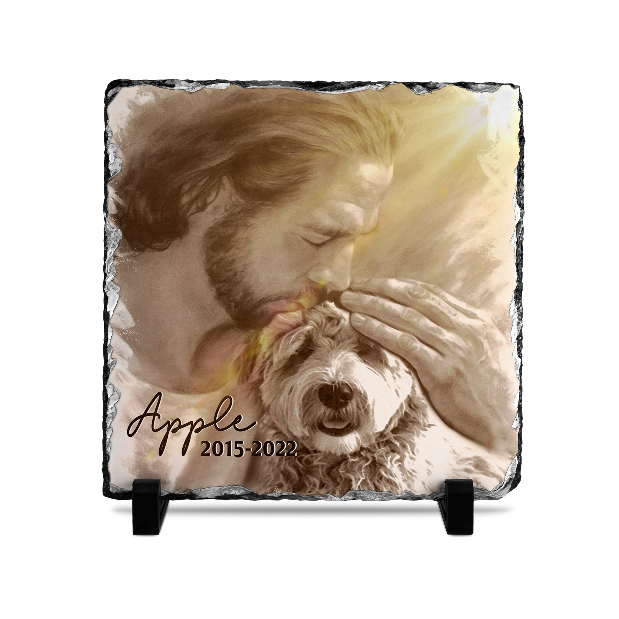 Personalizy Store Slate plaque Jesus Hugging My Dog, Custom Photo, Personalized Slate Plaque, Pet Memorial Gifts