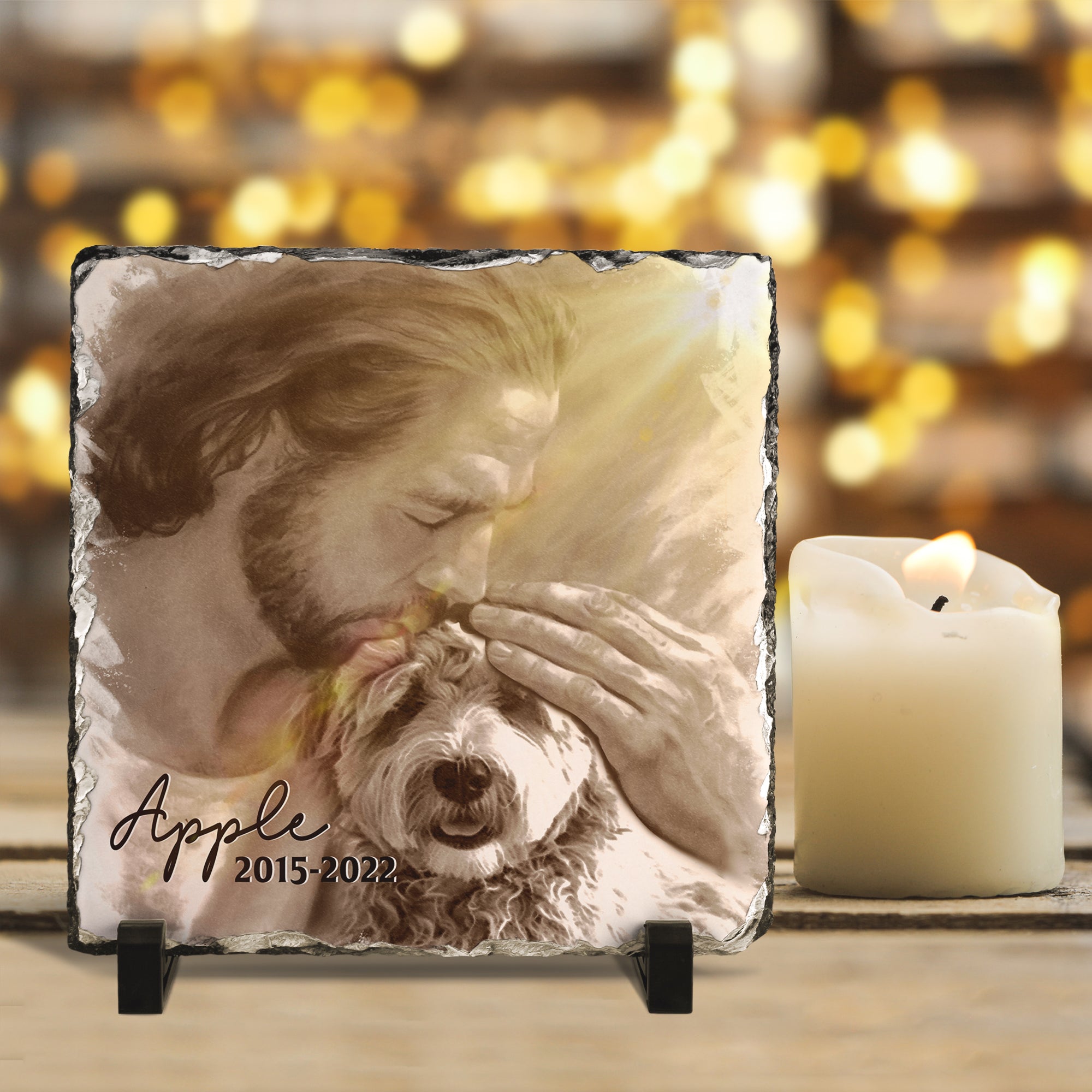 Personalizy Store Slate plaque Jesus Hugging My Dog, Custom Photo, Personalized Slate Plaque, Pet Memorial Gifts