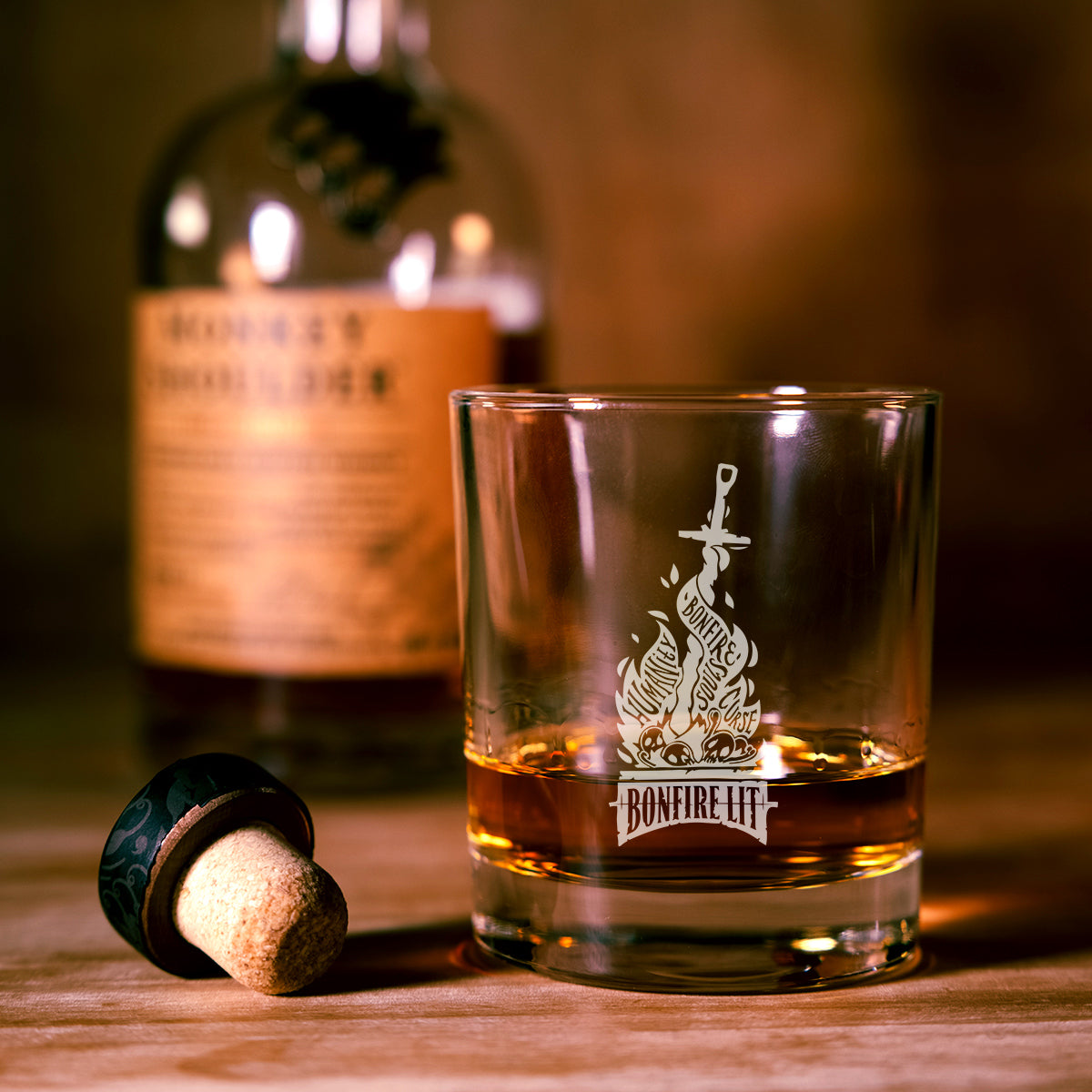 Bonfire Lit Dark Souls Whiskey Glass