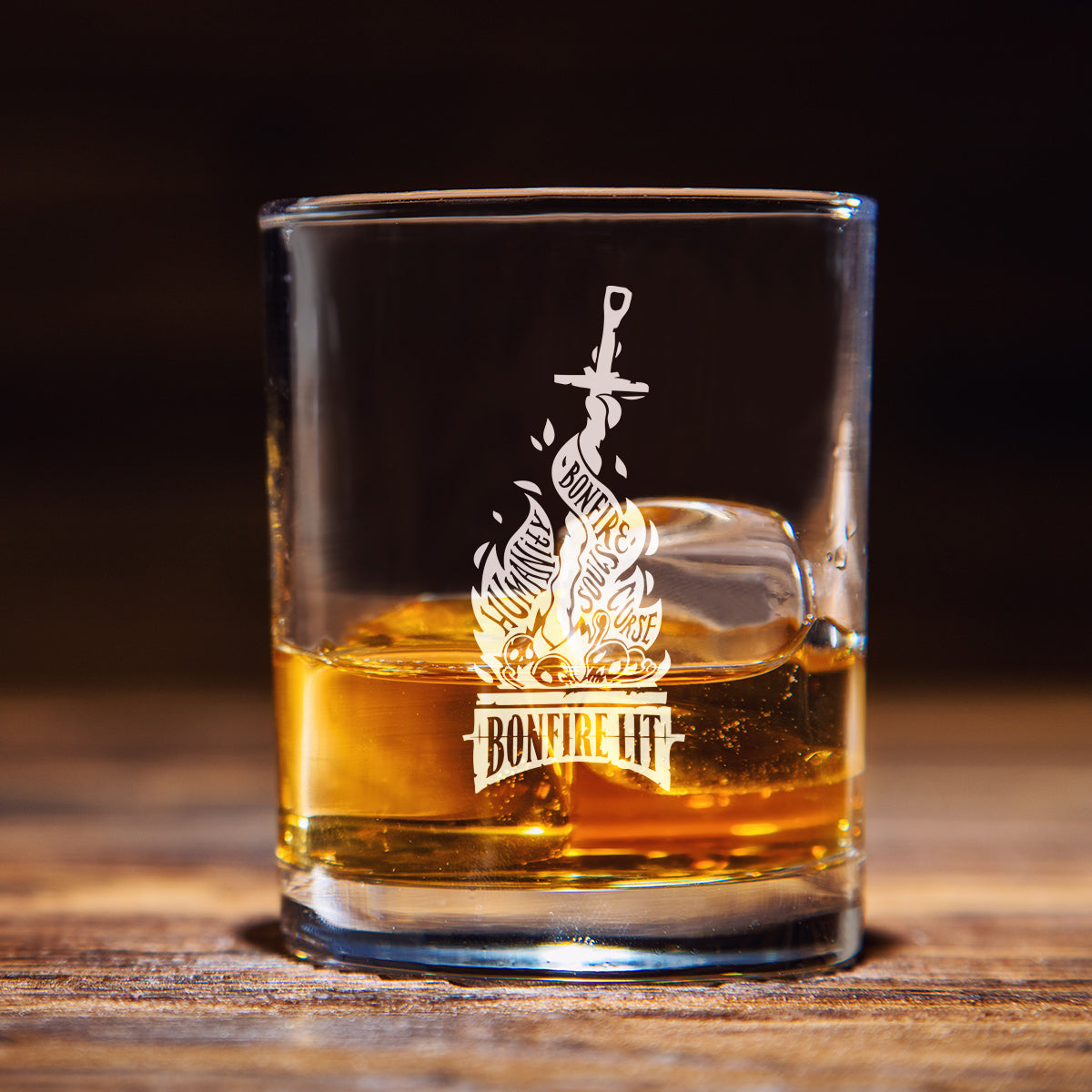 Bonfire Lit Dark Souls Whiskey Glass