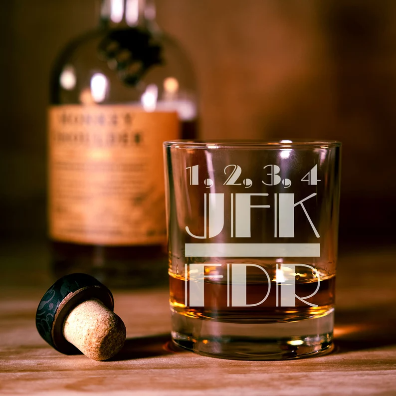 1234 JFK FDR Whiskey Glass