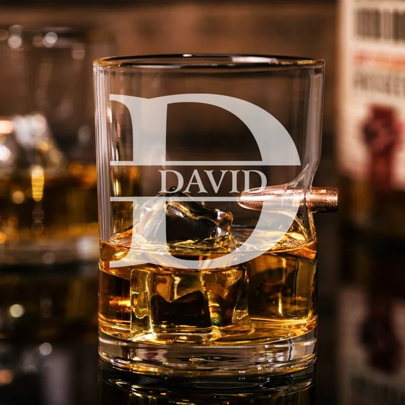 Personalized Whiskey Glass With Bullet