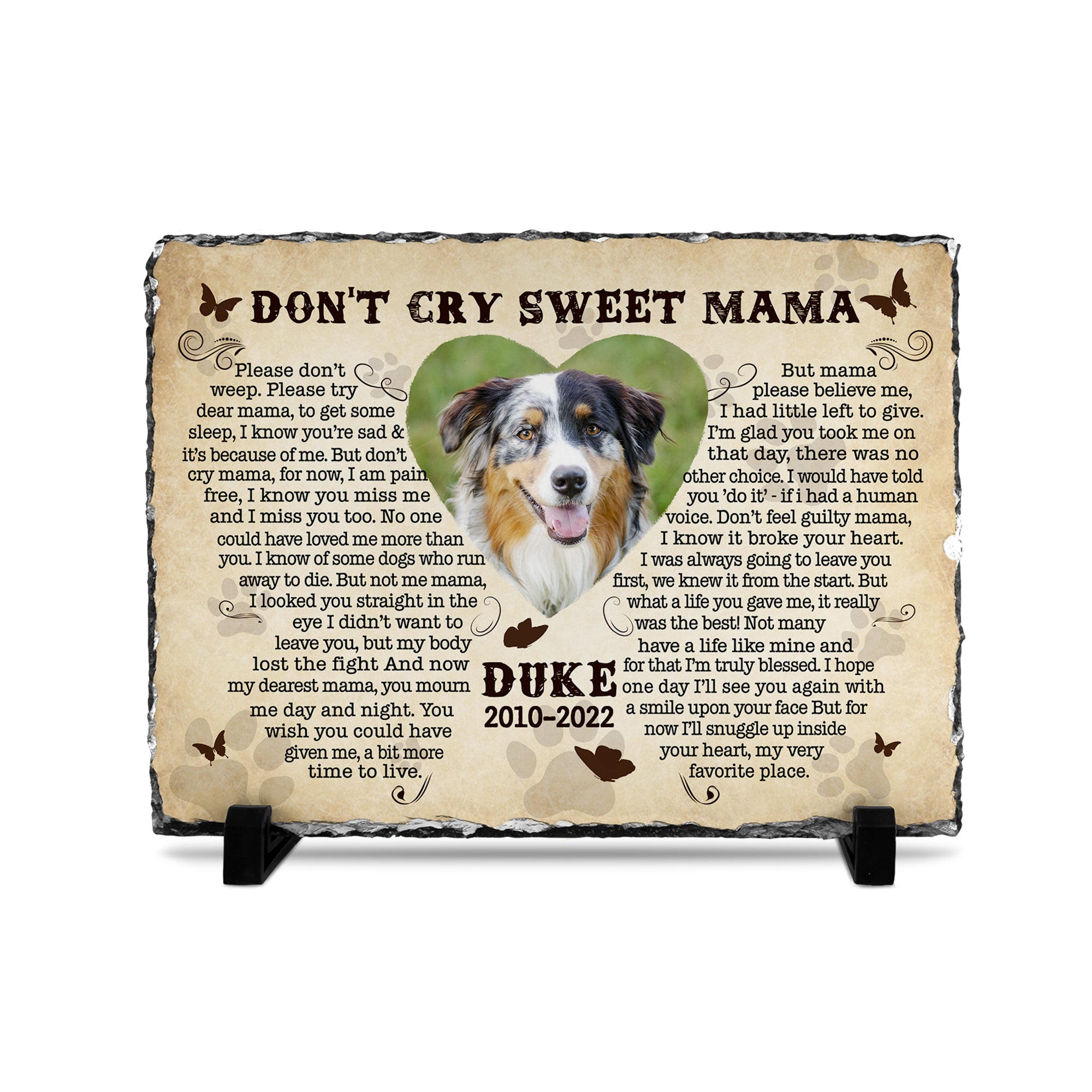 Personalizy Store Slate plaque Don't Cry Sweet Mama, Custom Photo, Personalized Slate Plaque, Pet Memorial Gifts
