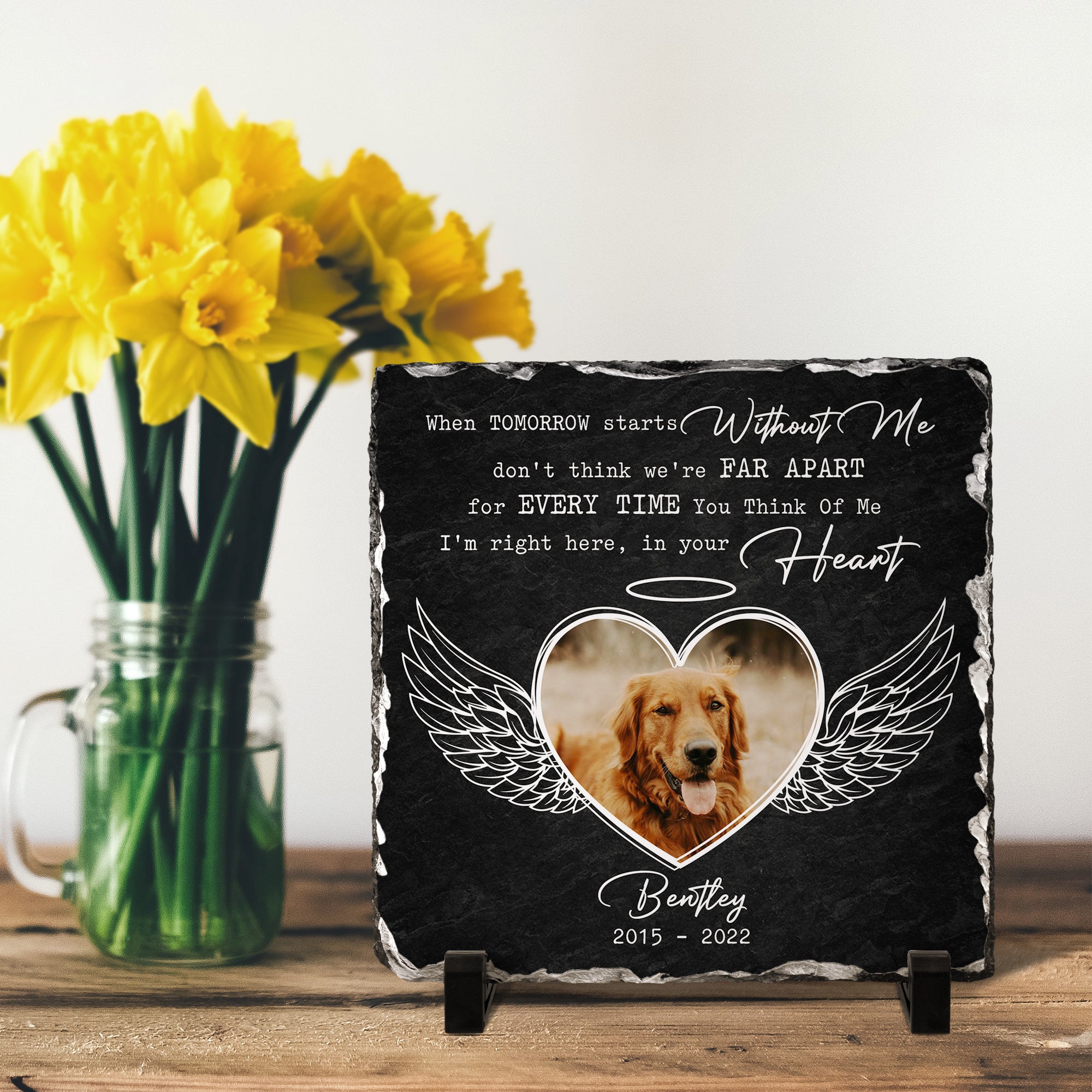 Personalizy Store Slate plaque When Tomorrow Starts Without Me, Custom Photo, Personalized Slate Plaque, Pet Memorial Gifts