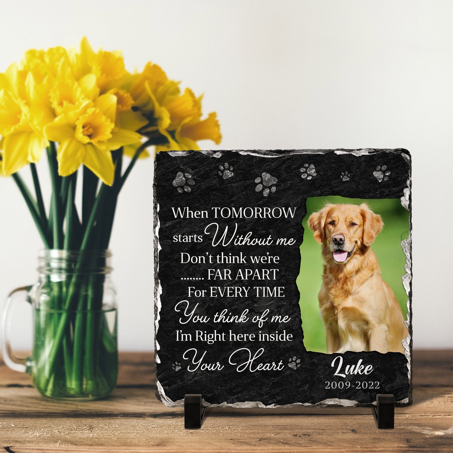 Personalizy Store Slate plaque I Am Right Here Inside Your Heart, Custom Photo, Personalized Slate Plaque, Pet Memorial Gifts