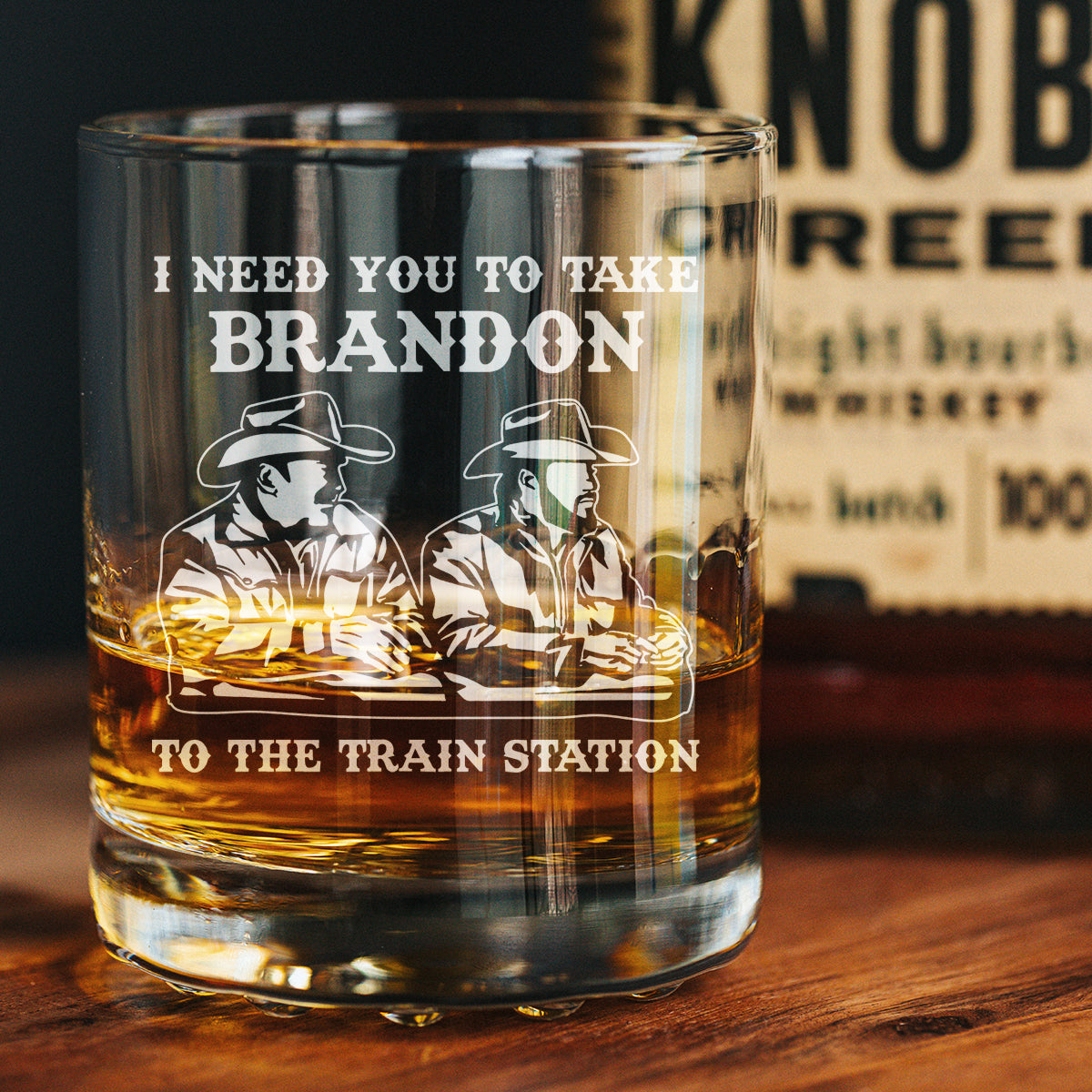Yellowstone Train Station Whiskey Glass