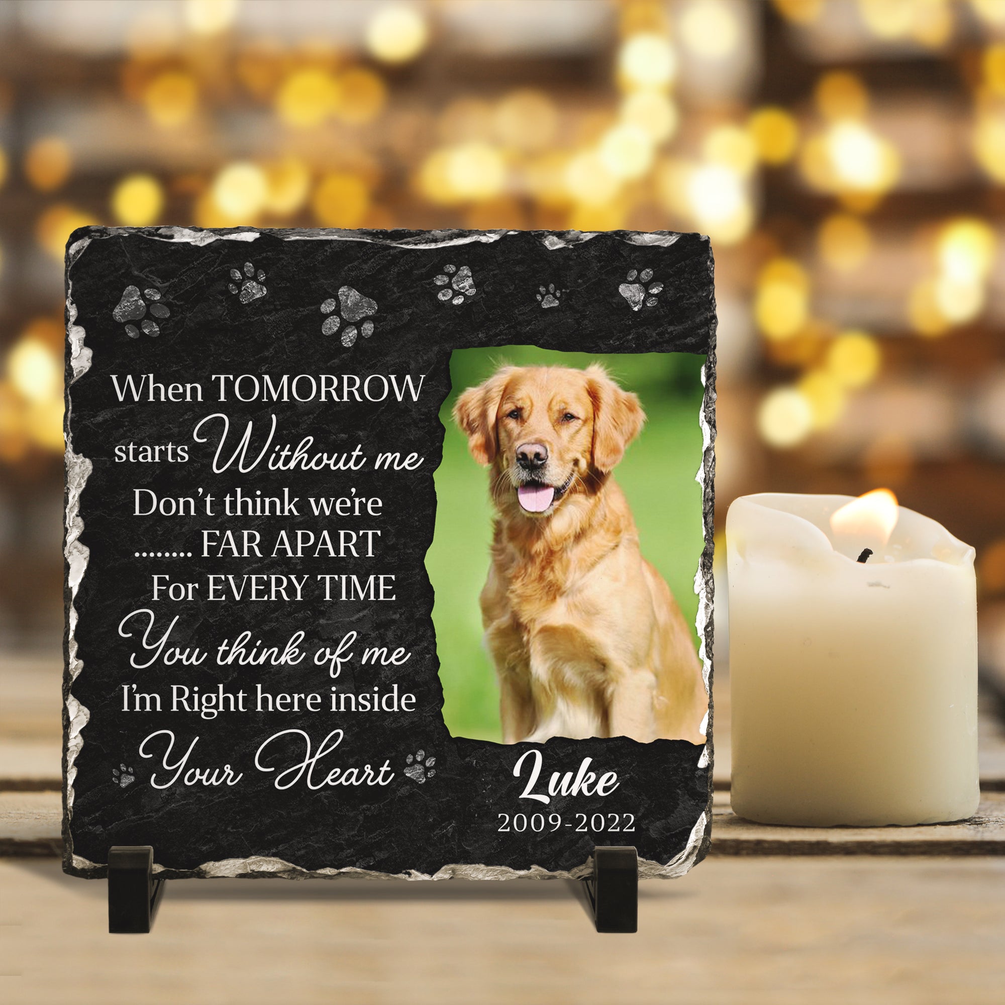 Personalizy Store Slate plaque I Am Right Here Inside Your Heart, Custom Photo, Personalized Slate Plaque, Pet Memorial Gifts