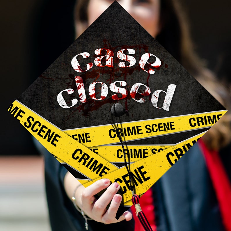 Case Closed Graduation Cap Topper for the Class of 2026, the perfect criminal justice grad cap decoration.