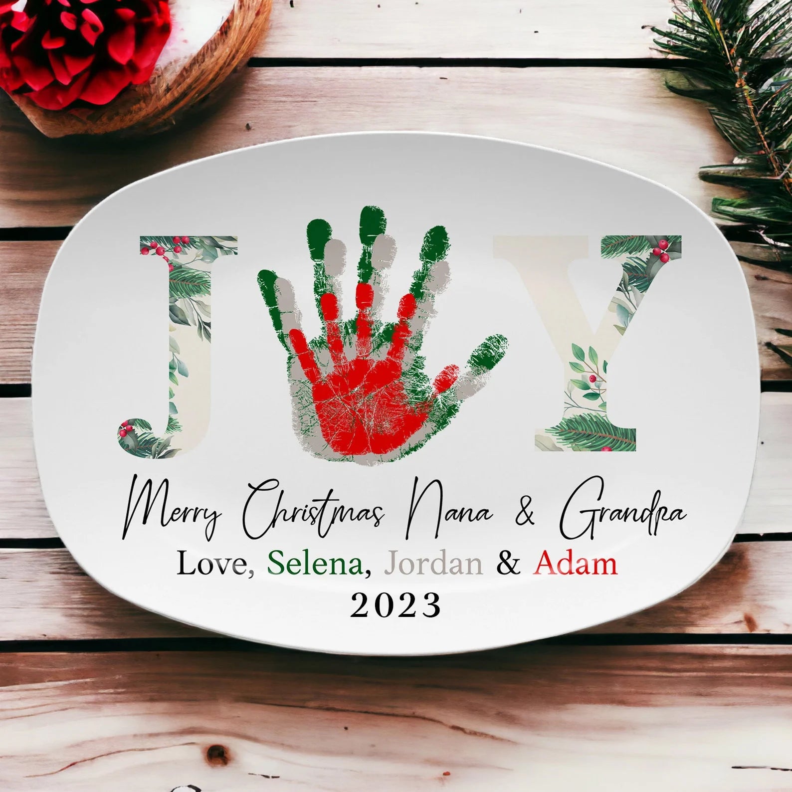 Personalized Handprint Christmas Platter