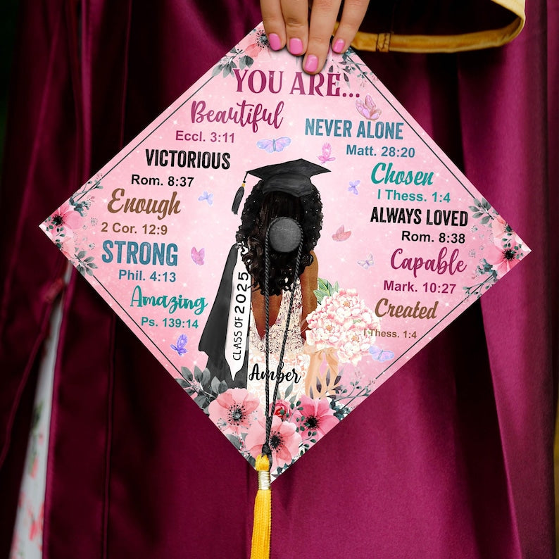 The perfect customized graduation gift, this Black Queen grad topper is a must-have for the Class of 2026.