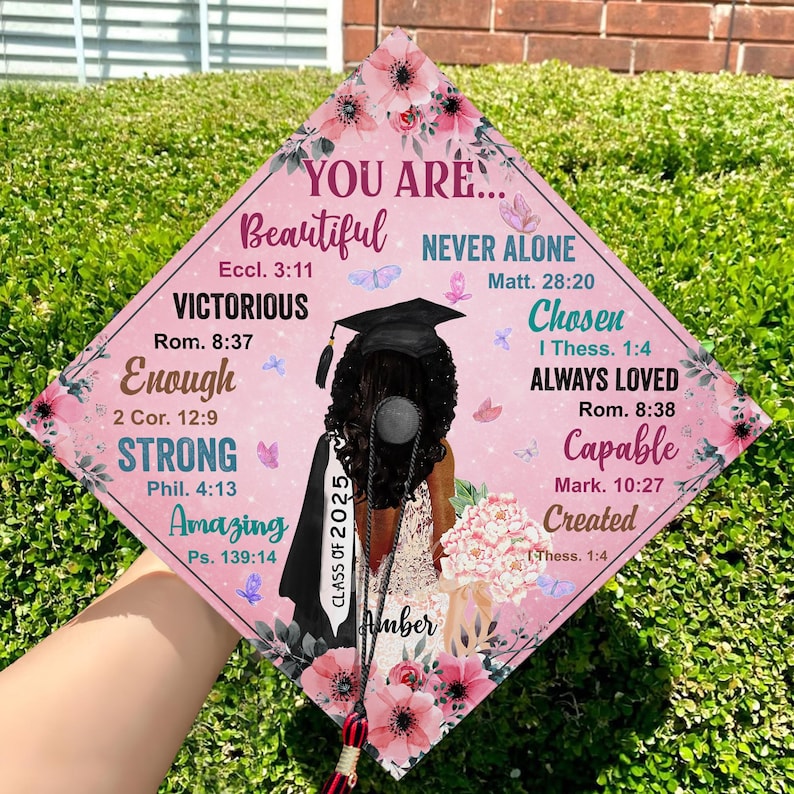 An elegant personalized graduation gift for her, this cap topper graduation accessory is both stylish and inspiring.