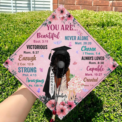 An elegant personalized graduation gift for her, this cap topper graduation accessory is both stylish and inspiring.