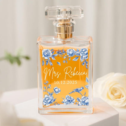 This custom fragrance bottle is the perfect something blue bridal accessory for the bride-to-be.