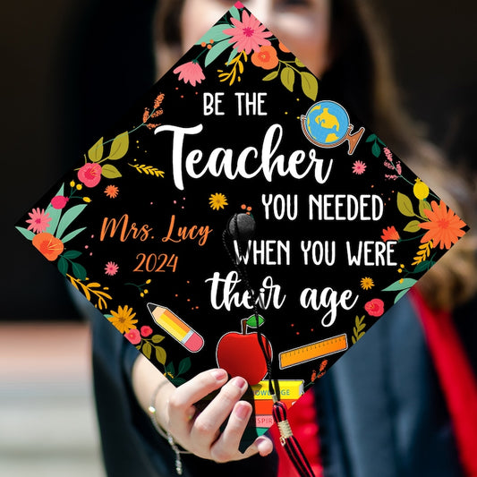 Personalized Future Teacher Graduation Cap Topper for Class of 2026, the perfect gift for graduate teachers.