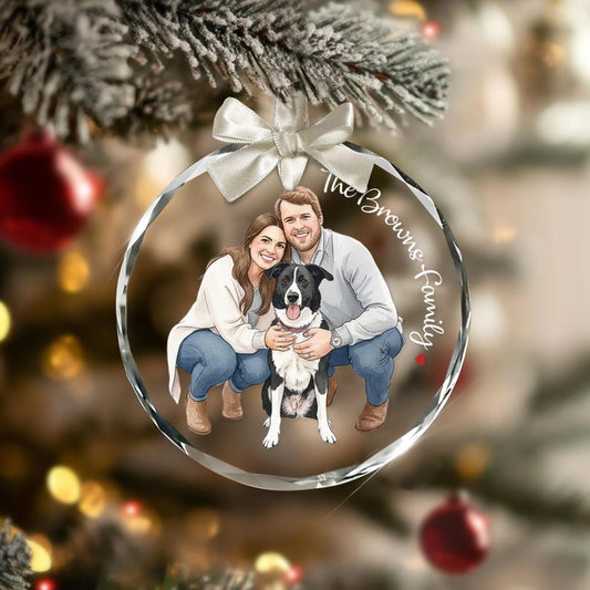 A Personalized Hand-Painted Family Portrait Ornament, a beautiful custom hand painted christmas ornament and perfect family gift for Christmas.