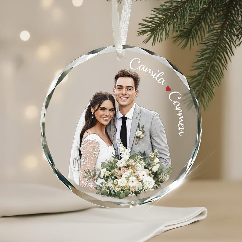 A beautiful watercolor Christmas ornament, the Personalized Hand-Painted Family Portrait Ornament is a top custom photo ornament.