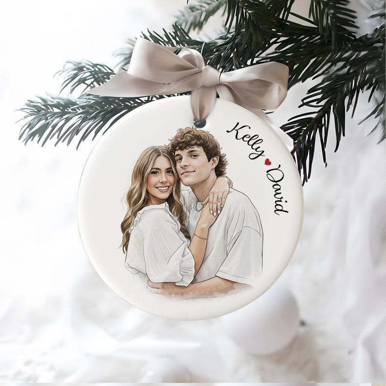 Personalized Hand-Painted Family Portrait Ornament, a custom hand painted christmas ornament and treasured family gift for Christmas.