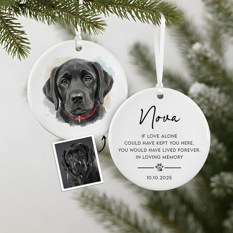 Personalized Pet Memorial Ornament Custom Pet Watercolor Ornament