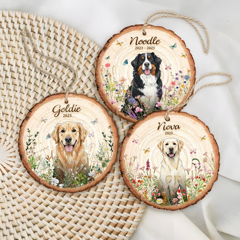Personalized Pet Watercolor Wooden Ornament Best Pet Loss Gifts Hand Painted