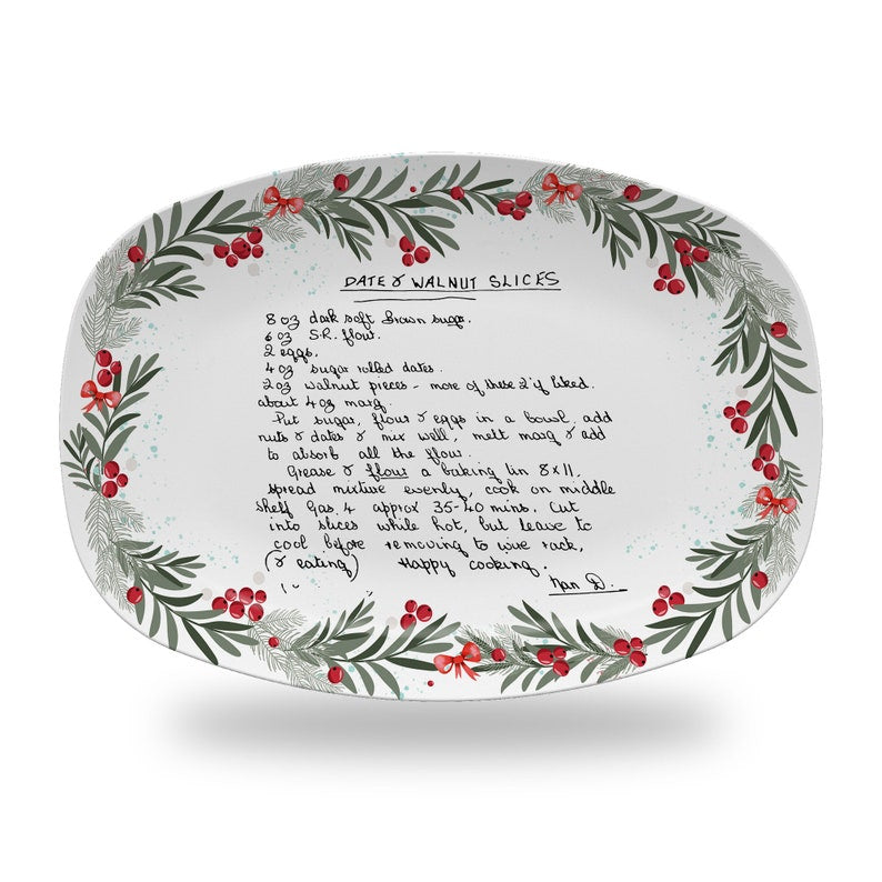 This custom platter, a Personalized Handwritten Recipe Platter, is a custom recipe platter and perfect gift for mom.