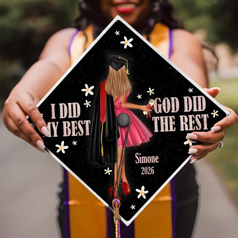Customized Bible verse graduation cap decorations, providing a high-quality keepsake for the Class of 2026.