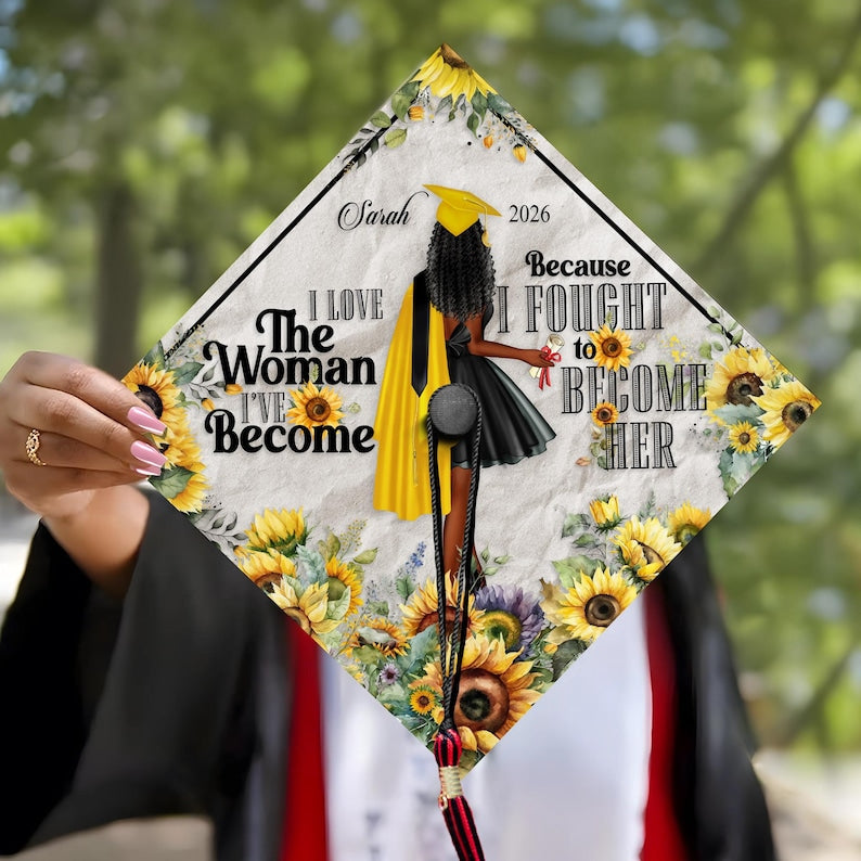 Beautifully designed sunflower grad toppers, offering a unique and personalized touch to your graduation attire.