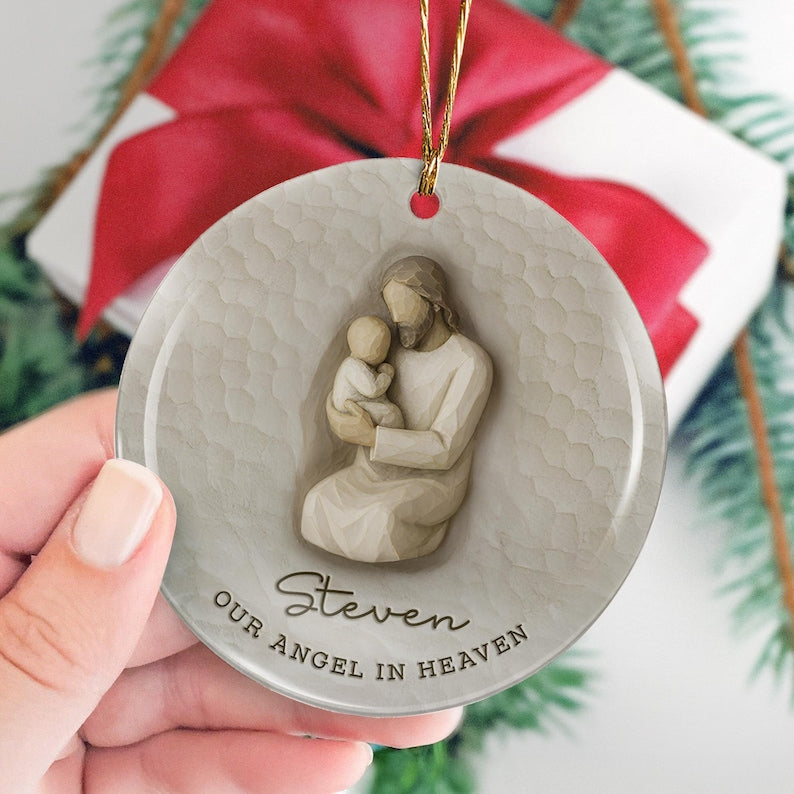 A custom Personalized Infant Loss Ceramic Ornament, a unique infant loss gift and keepsake for grieving parents.
