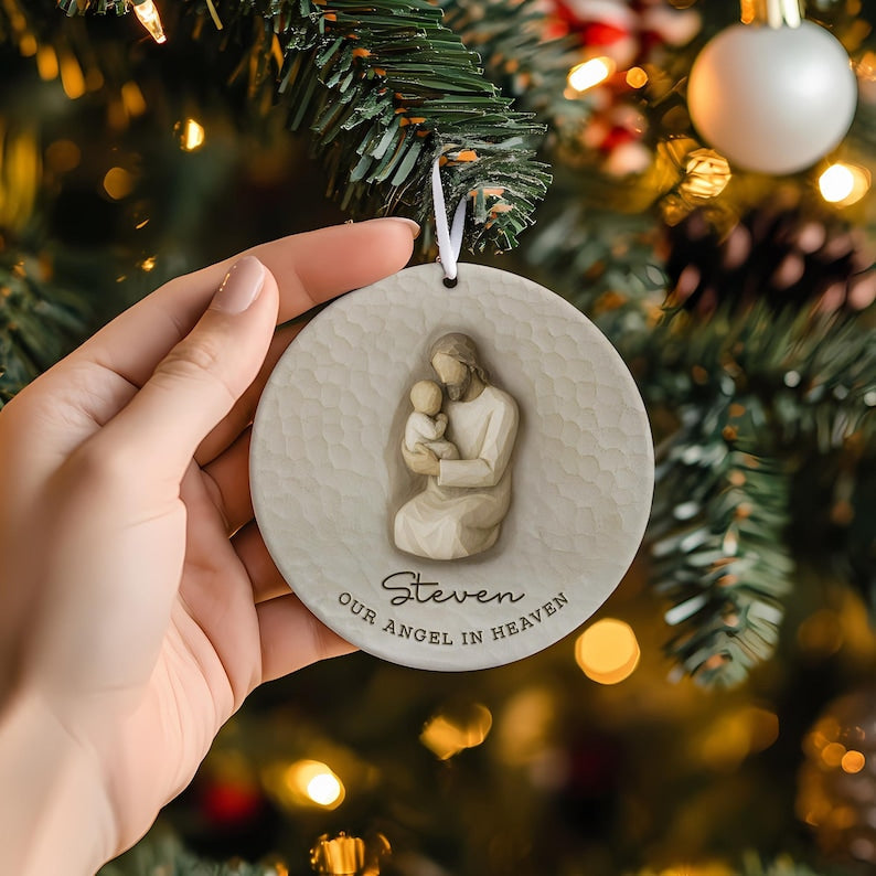 The ideal infant loss gifts, this Personalized Infant Loss Ceramic Ornament is a custom ceramic Christmas tree ornament.