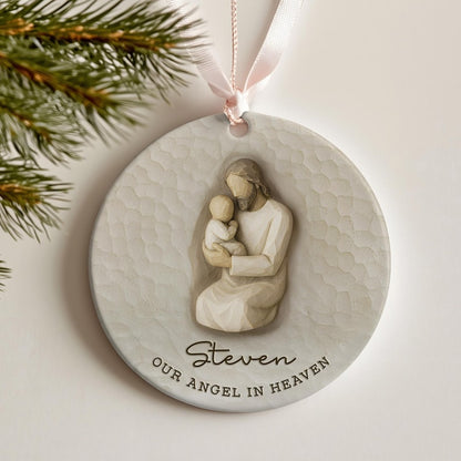 A beautiful miscarriage ornament, the Personalized Infant Loss Ceramic Ornament serves as a lasting infant loss ornament and memorial.
