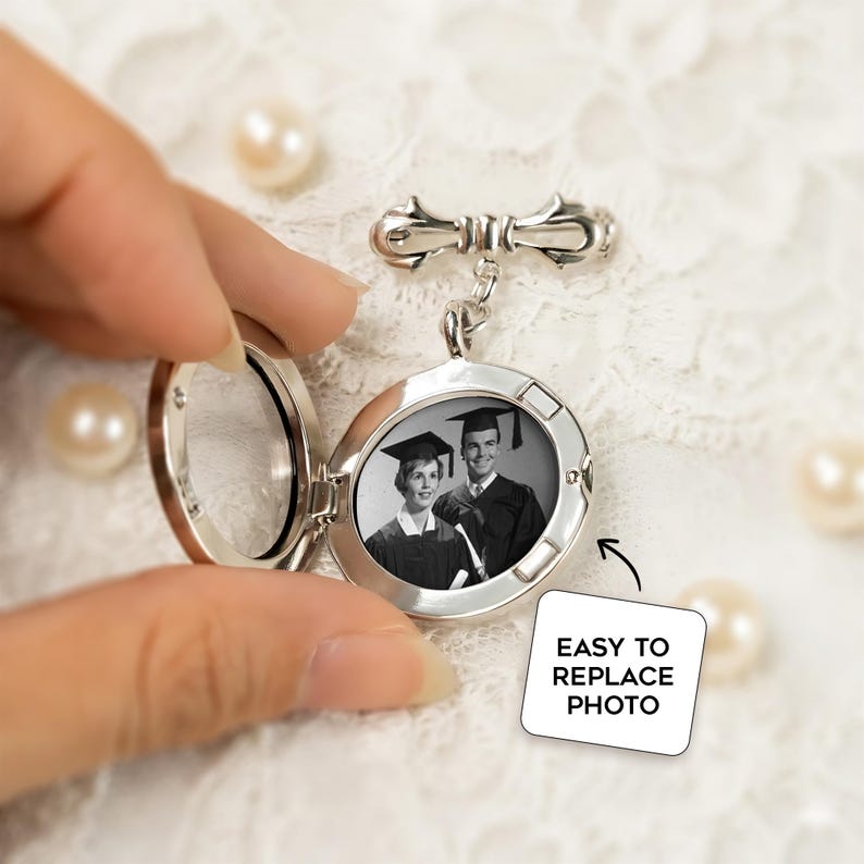 Professional photo lapel pin for the Class of 2026, adding a meaningful layer to your graduation cap.
