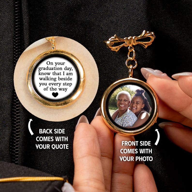 Elegant and durable custom pins with picture, serving as a lasting memento for new graduates.