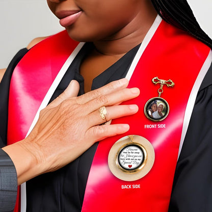 Customized graduation lapel pin with photo, offering a personal touch to your commencement attire.