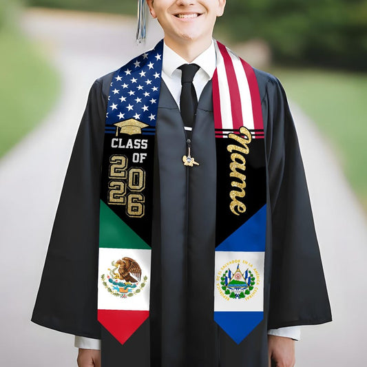 Personalized Mexican Graduation Stole for the Class of 2026, a vibrant and meaningful heritage gift.