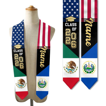A premium Mexico graduation stole design, serving as a lasting memento for Hispanic and Latino grads.