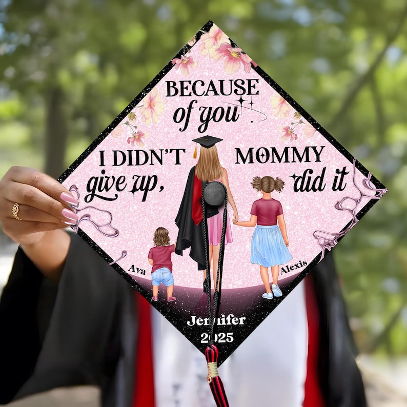 Beautifully designed personalized graduation gifts for her, celebrating the strength of graduating mothers.