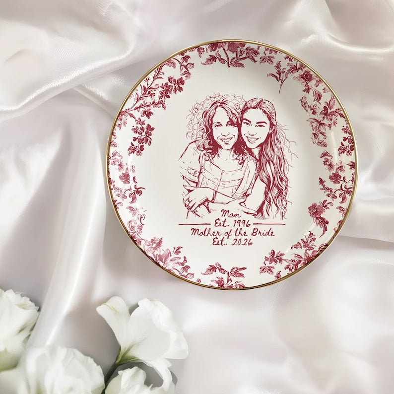 Professional custom ring dish for the Mother of the Bride, providing a high-quality keepsake for years.
