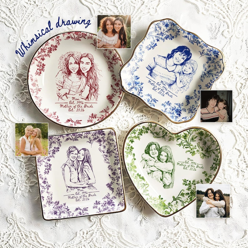 This custom photo ring dish is a beautiful wedding gift for mom, capturing a cherished memory.