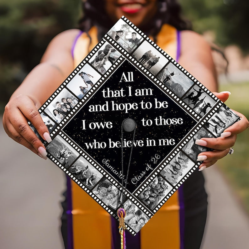 The perfect customized graduation gift, this photo grad topper is a must-have for every new graduate.
