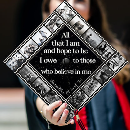 A premium custom photo graduation cap design, offering a lasting memento for your big milestone day.