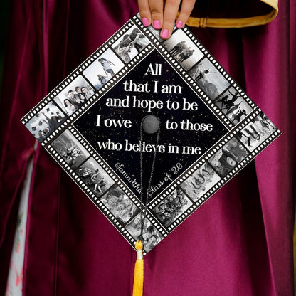 Customized graduation gifts for her or him, this photo cap topper adds a personal touch to the ceremony.