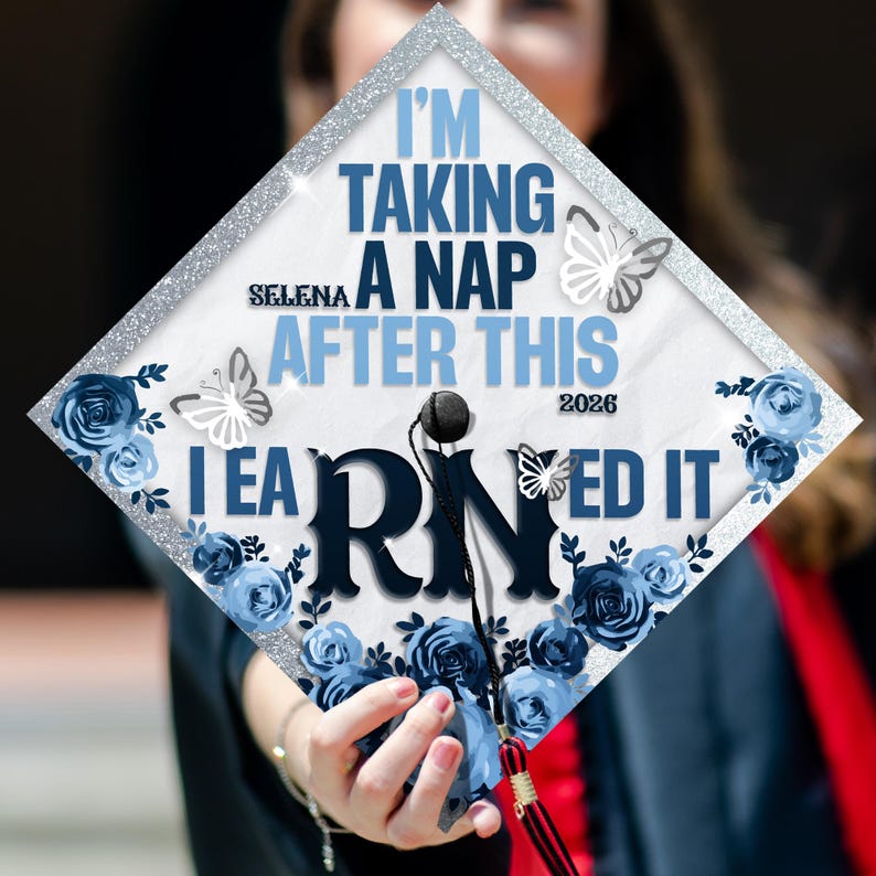 Personalized RN Earned It Graduation Cap Topper for the Class of 2026, a perfect personalized graduation gift.