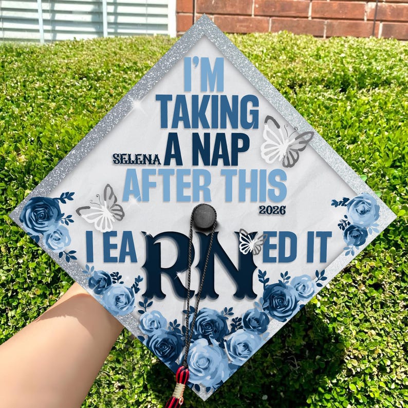 The perfect customized graduation gift, this RN Earned It topper is a must-have for the Class of 2026 nursing grad.