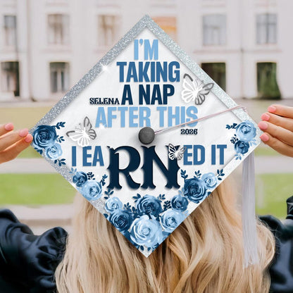 Elegant nursing-themed grad cap decorations, serving as a beautiful and inspiring graduation cap decoration.