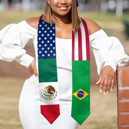 Elegant El Salvador graduation stole option, providing a beautiful way to represent your roots and success.