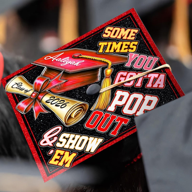 The perfect customized graduation gift, this pop-culture grad topper is a standout accessory for the Class of 2026.