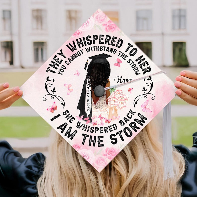 The perfect personalized graduation gift, this 'I Am The Storm' grad topper is a must-have for the Class of 2026.