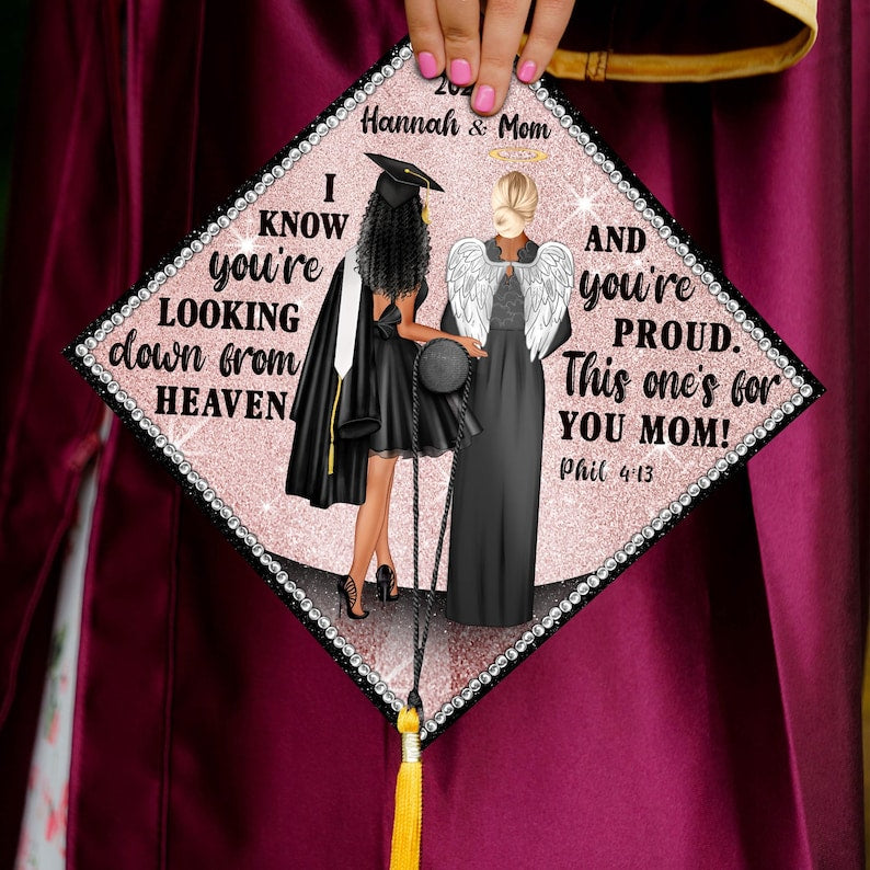 Customized memorial grad cap decorations, providing a high-quality keepsake for the Class of 2026 graduate.